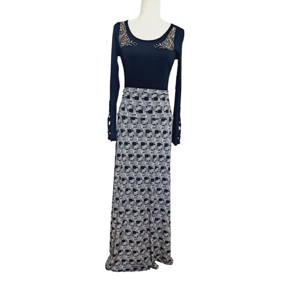 LulaRoe Women's Geometric Print Black Lavender Maxi Modest Casual Skirt sz 3XL - Picture 2 of 7